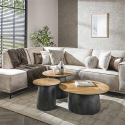 Hoyz salontafel infinite gerecycled teakhout fineer set van 3