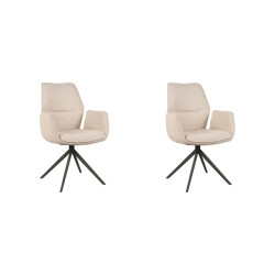 Label51 Eetkamerstoel mellow naturel boucle zwart onderstel set van 2