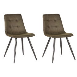 Label51 Eetkamerstoel jay army green microfiber set van 2