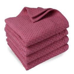 DoubleDry Handdoekenset popcorn weave 4 stuks 70x140 cm 100% katoen -