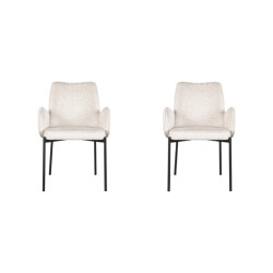 Label51 Eetkamerstoel joni crème fluweel set van 2