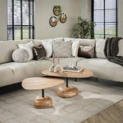 Hoyz salontafel set-2 driehoekig blad massief acacia naturel