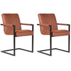 Label51 Eetkamerstoel milo cognac microfiber set van 2