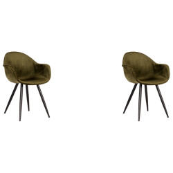 Label51 Eetkamerstoel forli army green fluweel set van 2