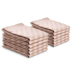 DoubleDry Theedoeken set 12 stuks 50x70 cm 100% katoen blokpatroon -