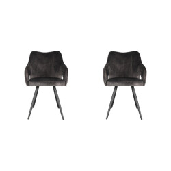 Label51 Eetkamerstoel noud antraciet velours set van 2