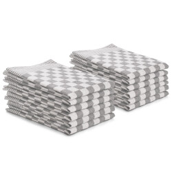 DoubleDry Theedoeken set 12 stuks 50x70 cm 100% katoen blokpatroon -