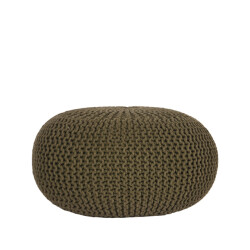 Label51 Poef knitted army green katoen l