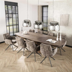 Hoyz eetkamertafel 300 arcadia oval massief acacia drift brown