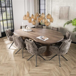 Hoyz eetkamertafel sculpture massief acacia drift brown