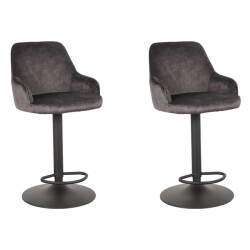 Label51 Barkruk fender antraciet velours 42 x 40cm set van 2