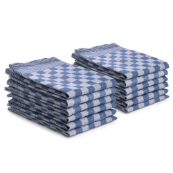 DoubleDry Theedoeken set 12 stuks 50x70 cm 100% katoen blokpatroon -