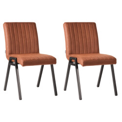 Label51 Eetkamerstoel matz cognac microfiber set van 2