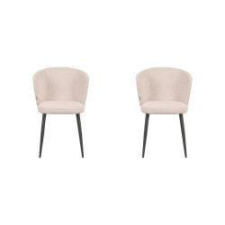 Label51 Eetkamerstoel wave naturel boucle 60x58x85 cm set van 2