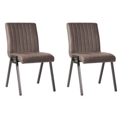 Label51 Eetkamerstoel matz antraciet microfiber set van 2