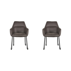 Label51 Eetkamerstoel lenny antraciet micro suede set van 2