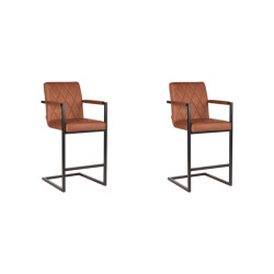Label51 Barkruk denmark cognac microfiber zithoogte 65 set van 2