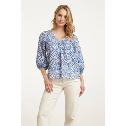 Smashed Lemon 25136 broderie anglaise top met v-hals en 3/4 mouwen – |