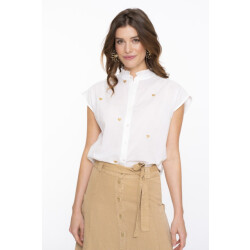 Geisha blouse lurex hearts 53341-81 10 off-white/ gold
