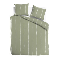 DoubleDry Luxe dekbedovertrek fair biologisch katoen 240x200/220 lily streep groen