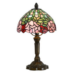 LumiLamp Tiffany tafellamp Ø 21x39 cm roze glas bloemen tiffany