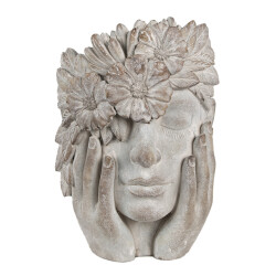 Clayre & Eef Bloempot binnen vrouw 27x22x31 cm steen plantenpot
