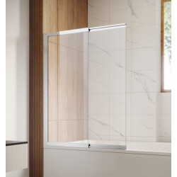 Badplaats Badwand moka 130 x 140 cm chroom badscherm schuifdeur 5 mm dik -