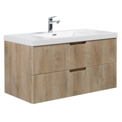 Badplaats Badkamermeubel set thermis 100cm licht eiken badmeubel met