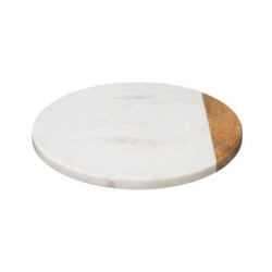 Casa di Elturo Draaiplateau serveerplank marble draaischijf van 100%marmer & hout - Ø30cm