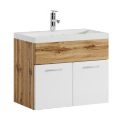 Badplaats Badkamermeubel montreal set 01 60 x 35 cm eiken met wit badmeubel