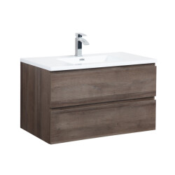 Badplaats Badkamermeubel set angela 90 cm bruin badmeubel met wastafel