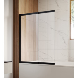 Badplaats Badwand moka 130 x 140 cm zwart badscherm schuifdeur 5 mm dik -