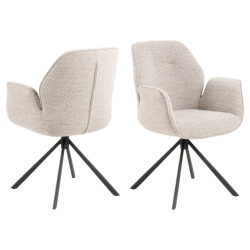 HSM Collection -eetkamerstoel nora + armleuning-90x62x61-zand/-stof/metaal