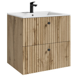 Badplaats Badkamermeubel saros 60 x 45 cm eiken badmeubel met wastafel