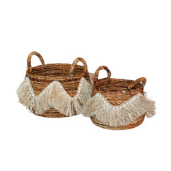 Furnilux decoratieve opbergmanden set van 2 – handgevlochten bananenstam /