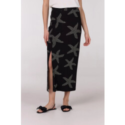 Jansen Amsterdam Fenja rok vsf690 long with slit black/ off white