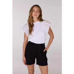 Jansen Amsterdam Felipa shirt co 129 ruffled cap sleeve wit