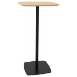 Alterego Hoge tafel 'patati' in hout met natuurlijke afwerking en zwart metaal 60x60 cm