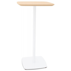 Alterego Hoge tafel 'patati' in hout met natuurlijke afwerking en wit metaal 60x60 cm