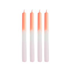 House Vitamin Candles- dip dye tapers neon orange/white/light pink s4 2,1x25 cm