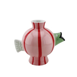 House Vitamin Vase fish- dolomite -pink/mint/red -21.5x13x17cm