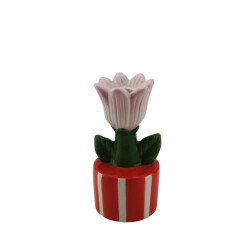 House Vitamin Candle holder tulip stoneware- orange/pink- 9x8,5x17,5cm