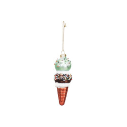 House Vitamin Xmas hanger ice cream glass -blue/brown 5x14cm