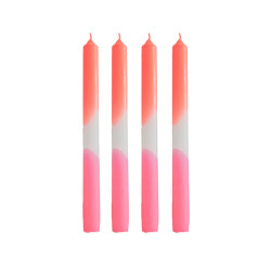 House Vitamin Candles- dip dye tapers -neon pink/white/neon red s4 -2,1x25 cm