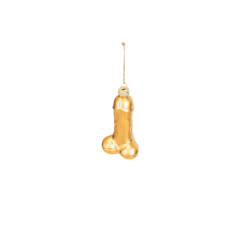 House Vitamin Xmas hanger penis glass gold 3,5x6x10,5cm
