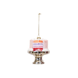 House Vitamin Xmas hanger pie glass pink 9x11cm