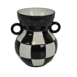 House Vitamin Vase jug ceramics black/white 14,5x14x17cm