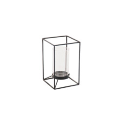 House Vitamin Lantern metal/glass black 12,5x12,5x20cm