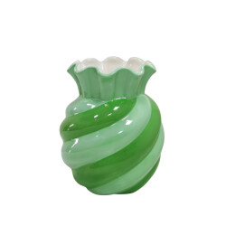 House Vitamin Vase- swirl- stoneware mint/ green- 13x13x15.5cm