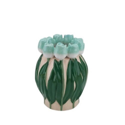 House Vitamin Vase- tulips- dolomite- mint/ green-14x14x18cm